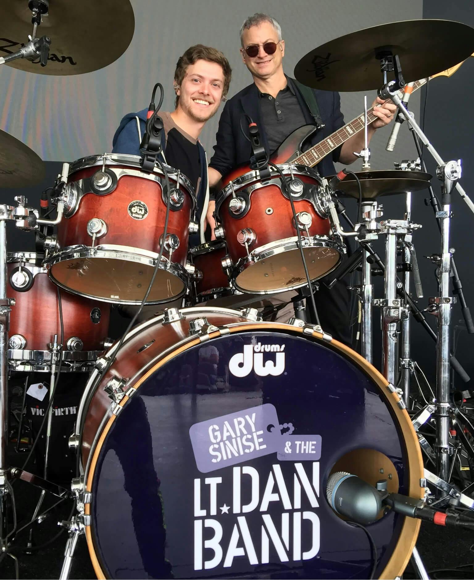 Mac with his father performing with the Lt. Dan Band.